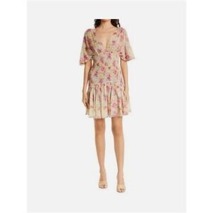 By Timo Floral Smocked chiffon mini Dress • XL
